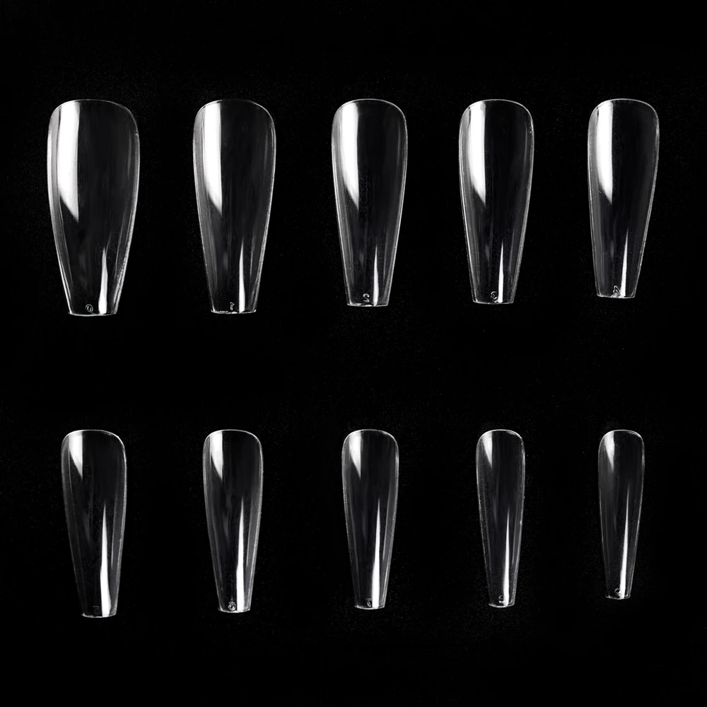 

KADS 500pcs Nail Tips No Crease Full Cover Stiletto Coffin Fake Nails Long Square Trapezoid Nail Supplies for Professionals