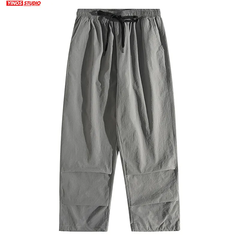 Мужские повседневные брюки в полоску однотонные свободные японском стиле