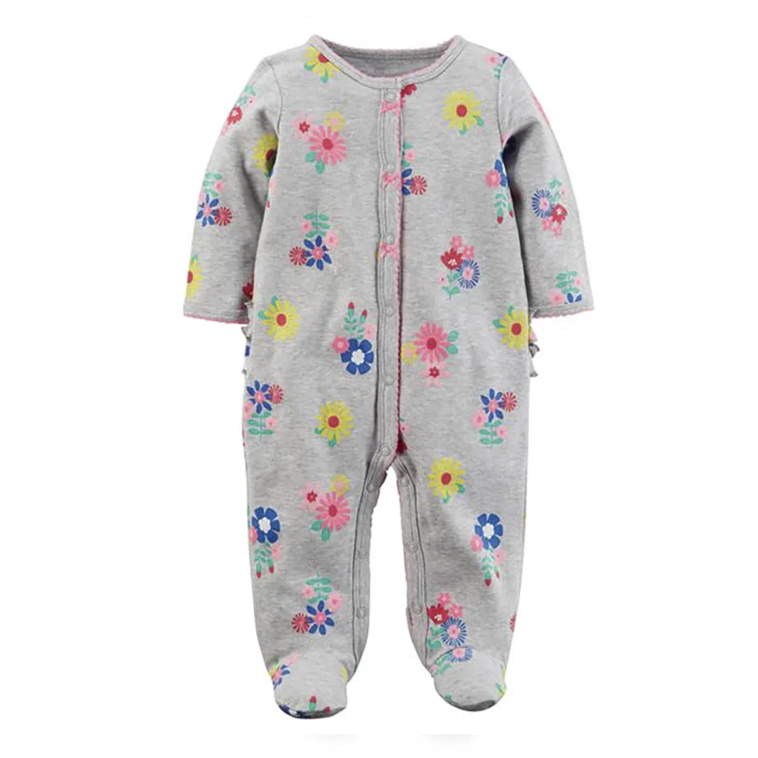 flower Детский хлопковый комбинезон с длинными рукавами для мальчиков, jumsuit, одежда для маленьких мальчиков от 0 до 3 месяцев зимняя одежда для маленьких девочек, комбинезон - Цвет: flower