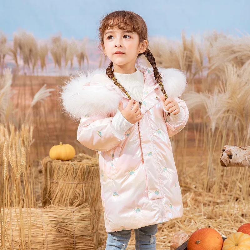 

1-6 years children clothes Shiny Cartoon Down Jacket Coat Baby winter jacket white duck down jacket toddler girl winter clothes