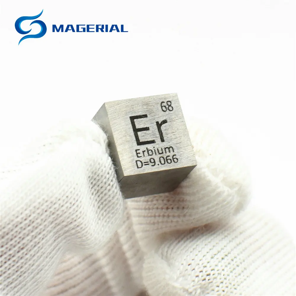 Кубик Erbium Er металлическая плотность 99.9% для простой коллекции элементов 10x10x10 мм