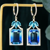 kellybola fashion luxury geometric square crystal pendant earrings women girls wedding banquet performance daily design jewelry