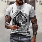 Модная повседневная мужская футболка в стиле игры в покер, топ оверсайз с короткими рукавами в стиле ace of spades, уличная одежда