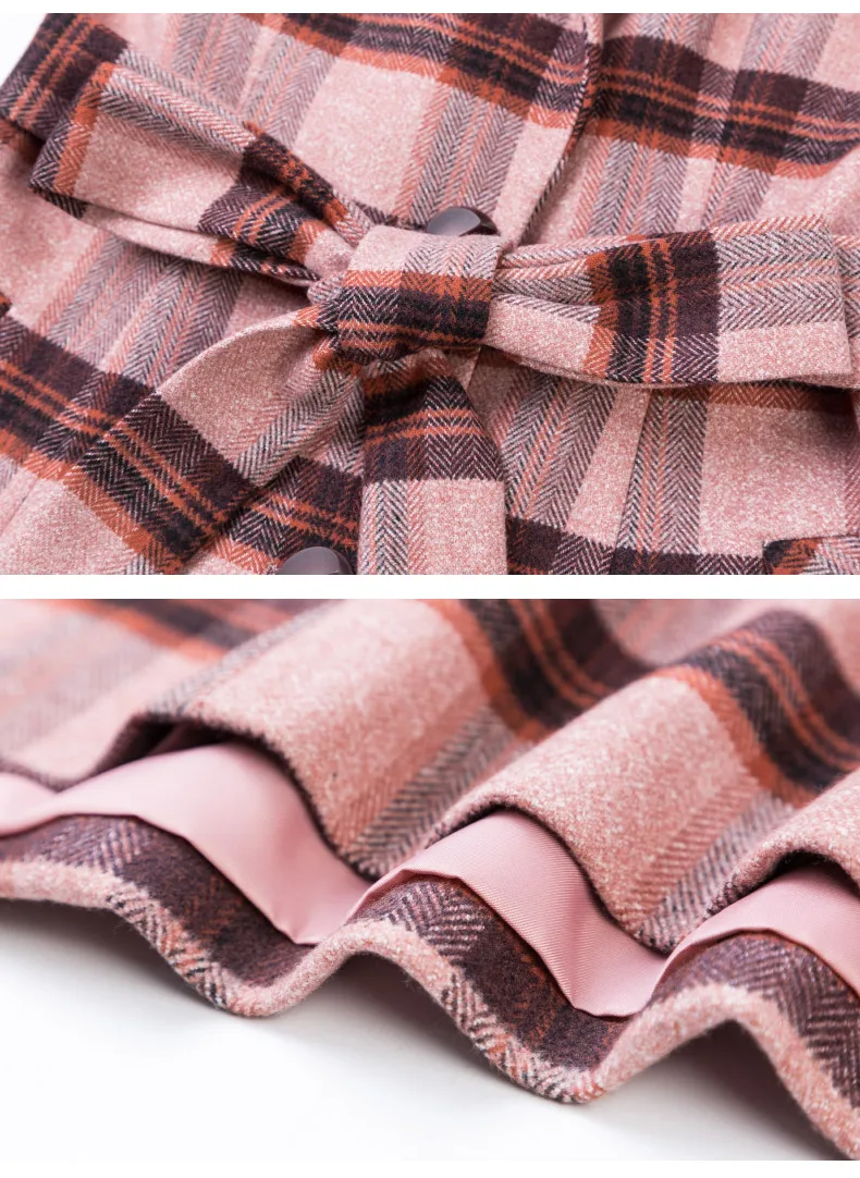 

2021 Spring Autumn New Casual Long Plaid Woolen Coat for Woman