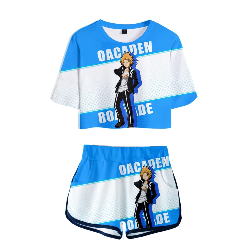 

Denki Kaminari My Hero Academia Anime 3D Two-piece Sets Print Women's 2021 New Short Sleeve Summer T-shirt +Short pants Set