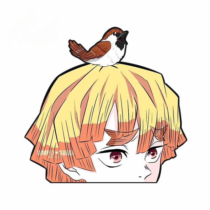 

Demon Slayer Zenitsu Peeker Funny Car Stickers Auto Vinyl Decals Windshield Windows Bumper Trunk Anime Decal Decor PVC13x10cm