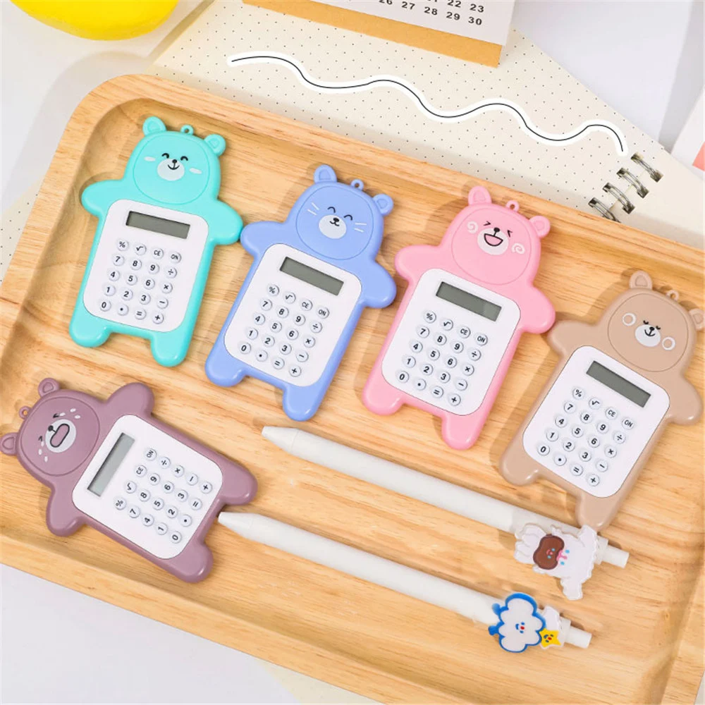 

1pc Cartoon Cute Bear Calculator Mini Portable Small Battery-powered Calculator Portable Elementary School Student Computer