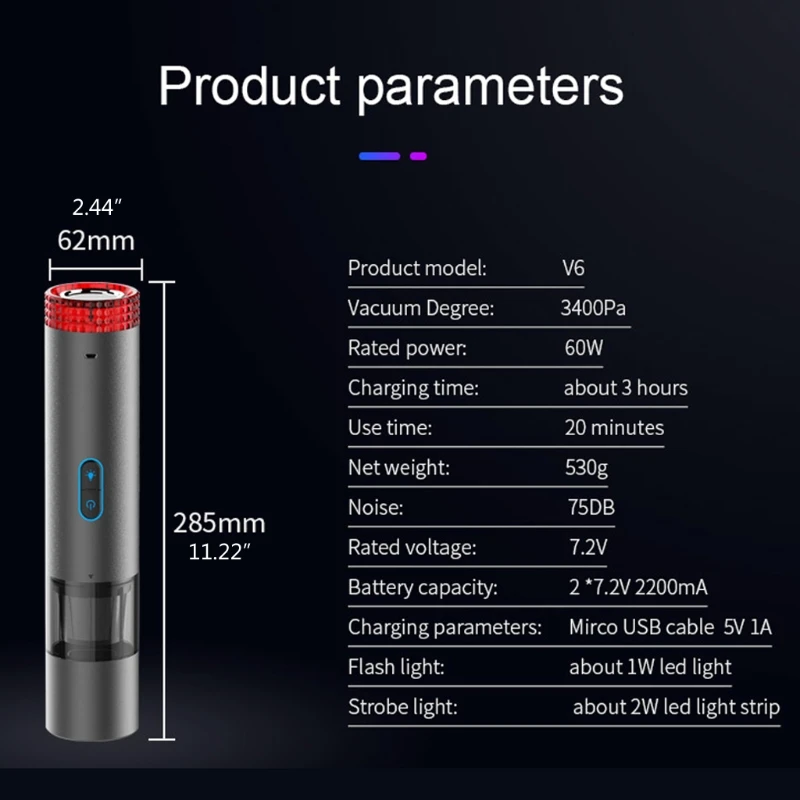 

Portable Car Vacuum Cleaner Wireless Handheld Vacuum for Detailing and Cleaning Car Interior & Home Cleaning Tool