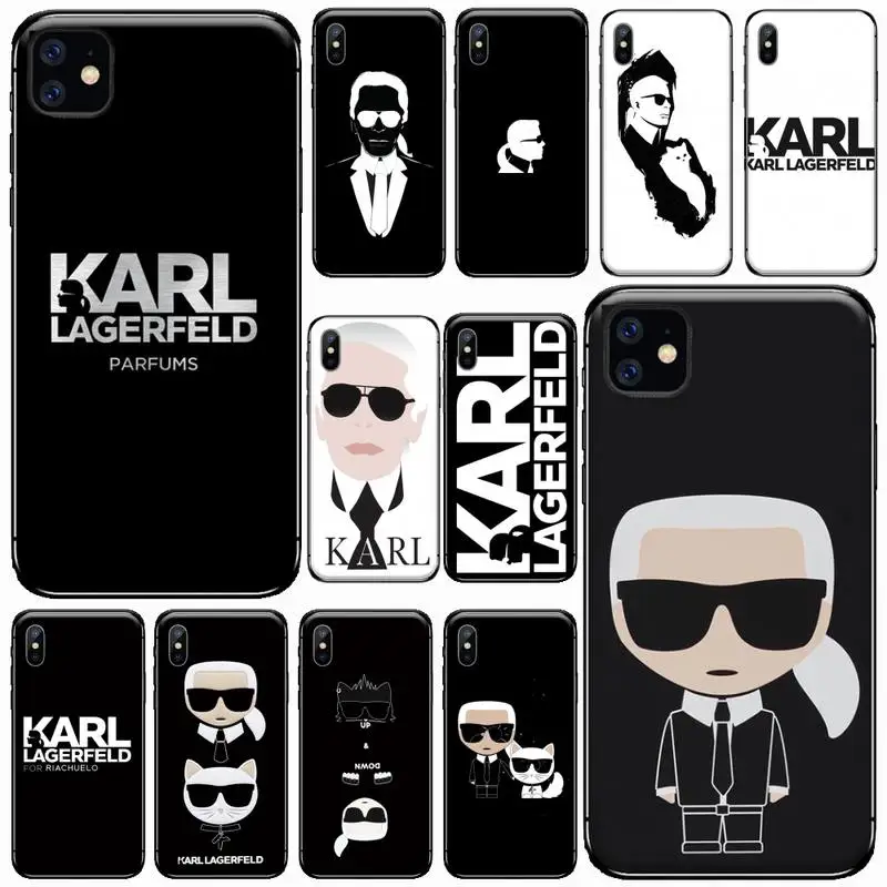 

luxury KARLs brand designer cute cat Phone Case For iphone 7 8 12 11 XR XS pro Max Mini plus Soft silicone cover shell funda
