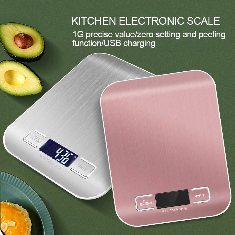 

Kitchen Scale 5kg 10kg/1g Stainless Steel Weighing Scale For Food Diet Postal Balance Measuring LCD Precision Electronic Scales