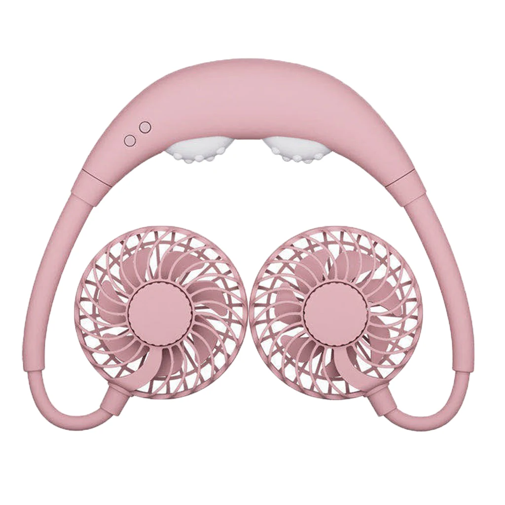 

2Pcs Hanging Neck Fan USB Headphone Design Hand Free Portable For Traveling