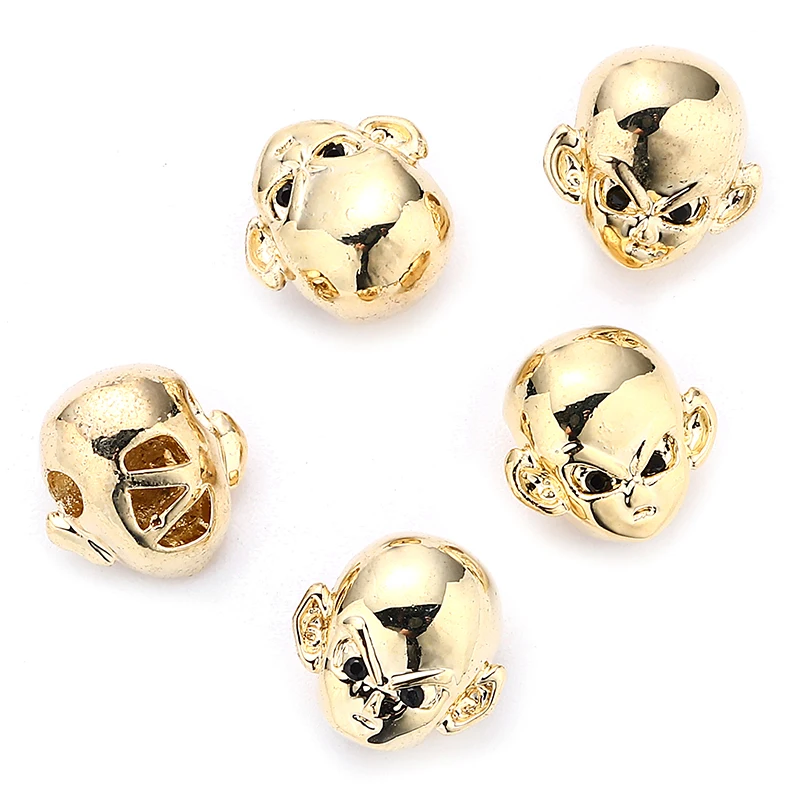 Медные бусины MINHIN, свободные бусины в форме головы обезьяны для самостоятельного изготовления ювелирных изделий, аксессуары для мужских ожерелий, 3 шт.