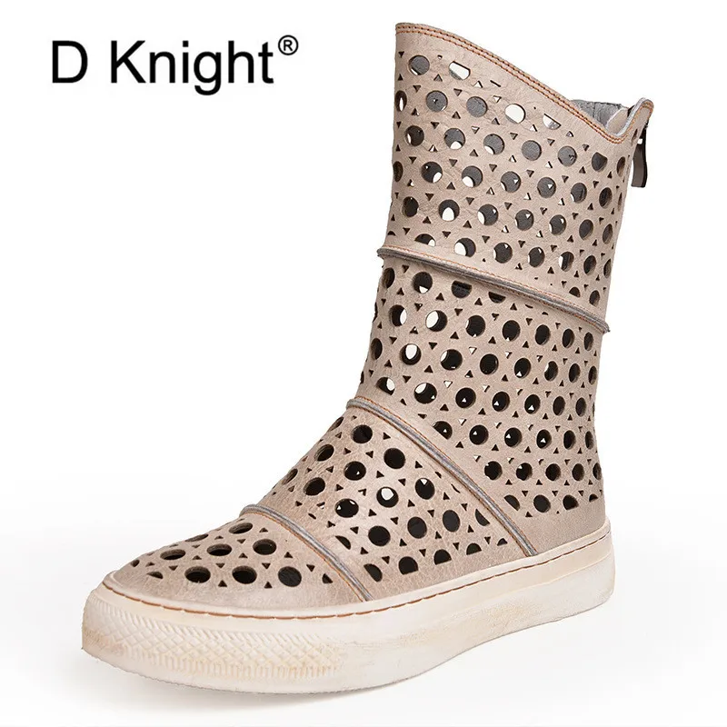 Летние женские ботильоны с перфорацией в новом стиле Простые сандалии