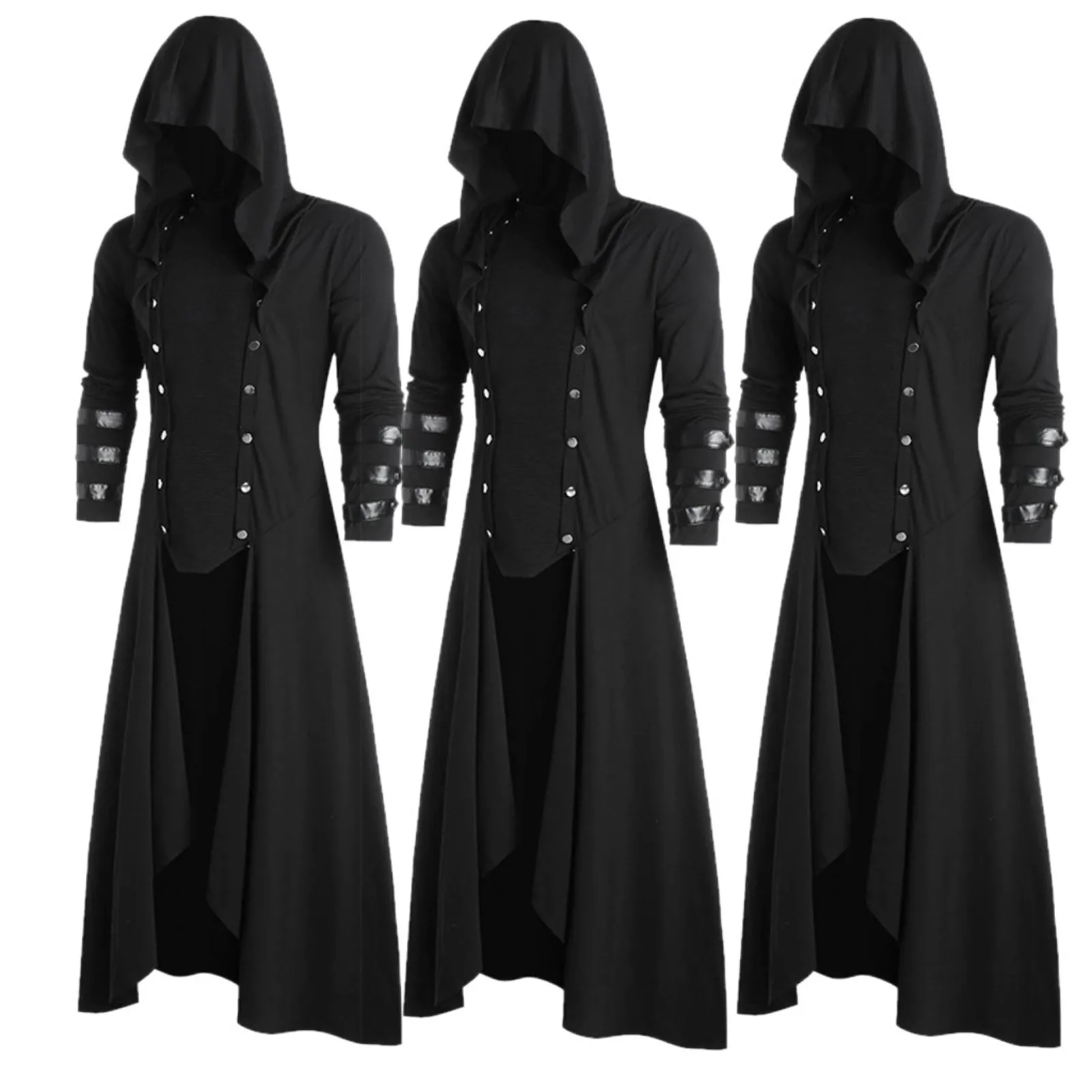 

Balck Men Clothing Mens Faux Leather Insert Button Up Low 2022 Hoodie Coat Outwear Lightweight Autumn Winter Fashion Jacket