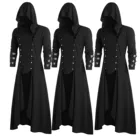 Черная мужская одежда, мужская толстовка из искусственной кожи с вставками на пуговицах, 2022, пальто с капюшоном, верхняя одежда, легкая осенне-зимняя модная куртка