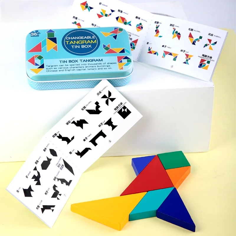 

Детский 3D пазл-головоломка хорошего качества, обучающая игра танграмма для мышления, Детские Обучающие деревянные игрушки Монтессори для д...