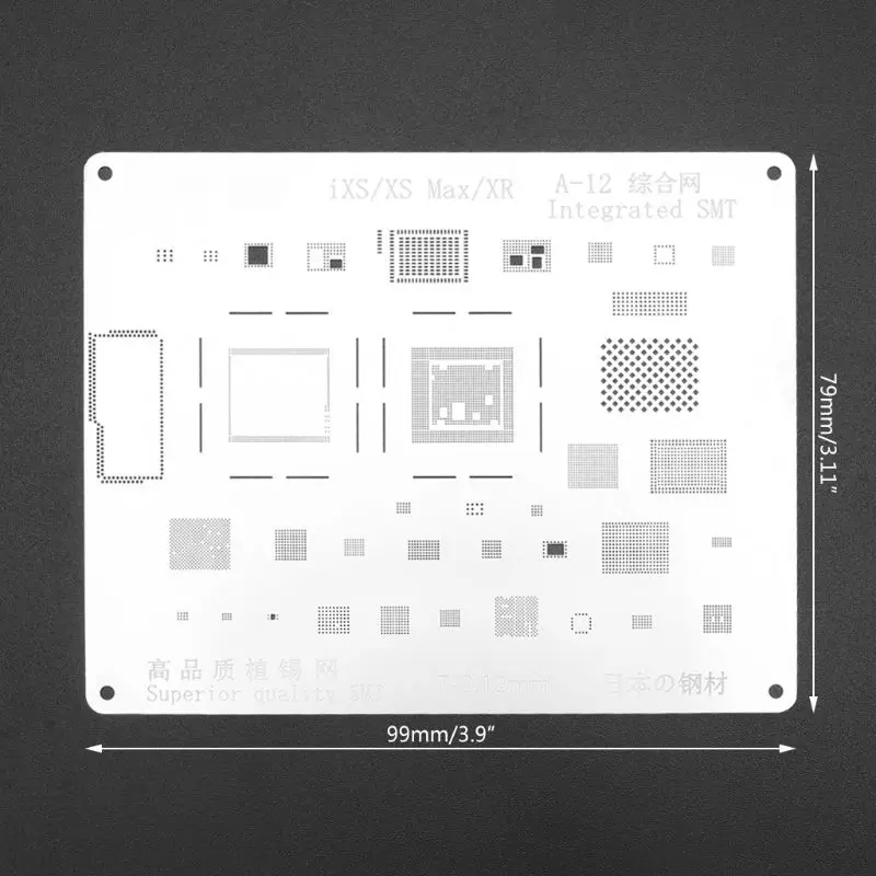 

A12 IC Chip 2D CPU Planting Tin Mesh BGA Reballing Stencil Template for iPhone XS/XS MAX/XR Motherboard