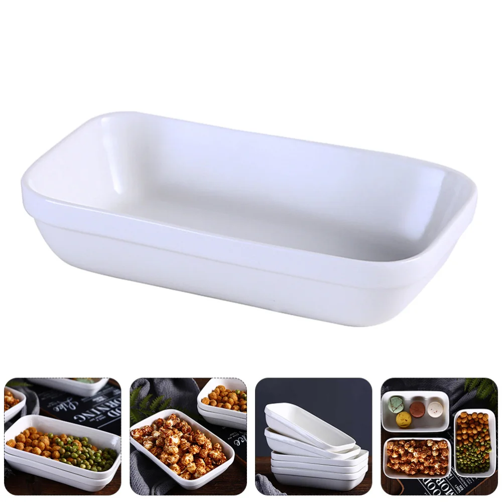 

1pc Ceramic Rectangular Plate Dessert Snack Plate Fruit Plate for Home (White)