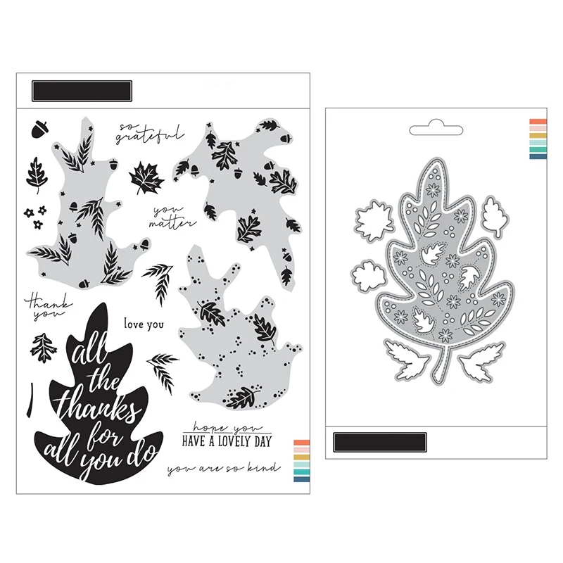 Новинка 2021 тройной шаг Осенний лист набор прозрачных штампов и металлических