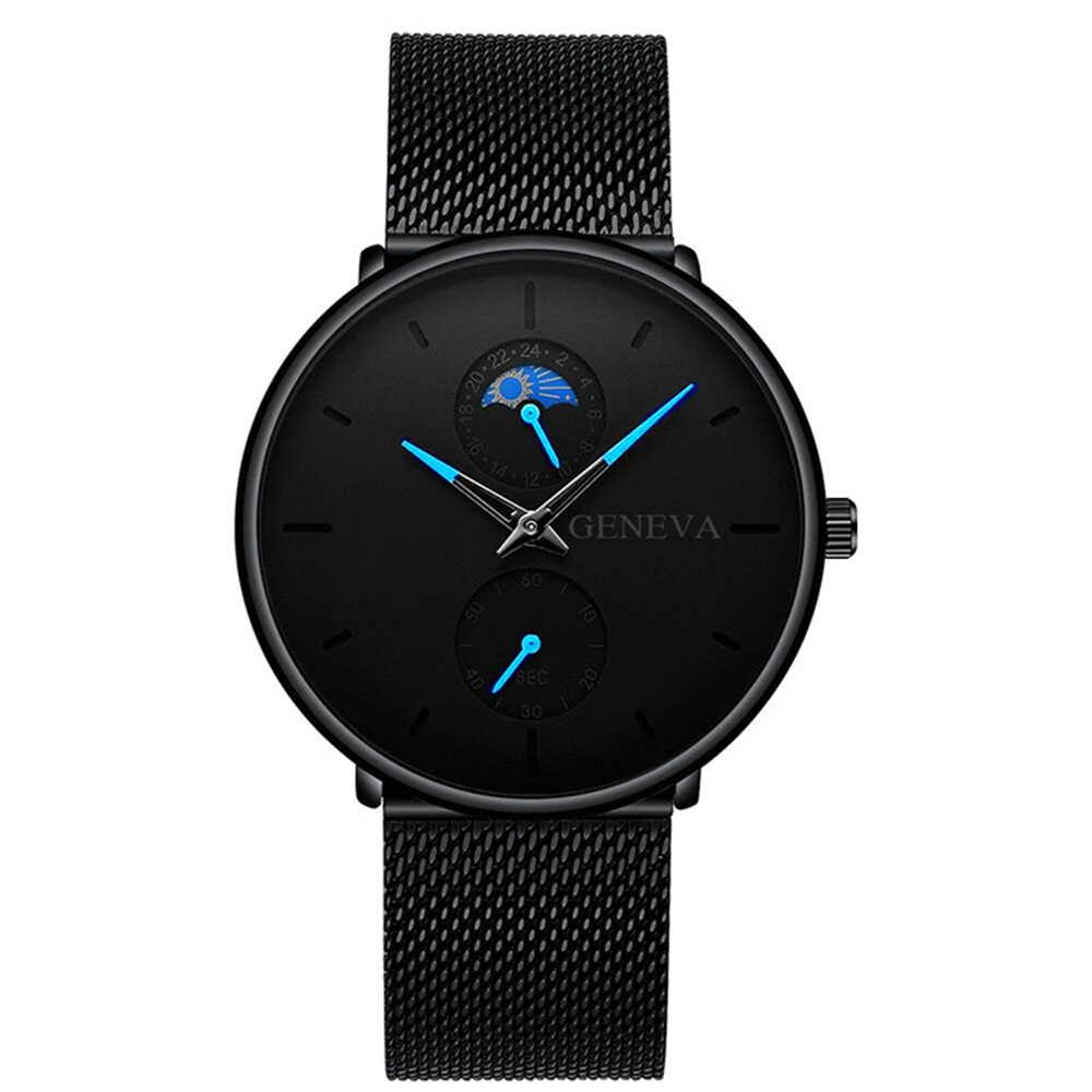Men's Watches Colored Pointer Ultra Thin Clock Business Stainless Steel Mesh Belt Luxury Fashion Quartz Watch Calendar 2021 New