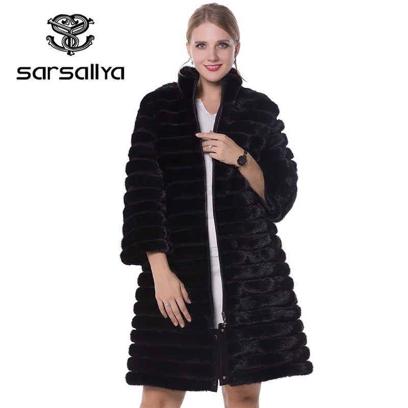 Sarsallya Шубы из натурального норки шуба куртки с натуральным мехом натуральная