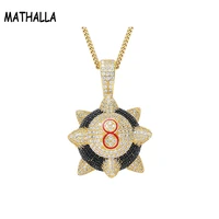mathalla charm meteor hammer snumber 8 pendants with tennis chain copper material aaa cubic zirconia hip hop jewelry gift