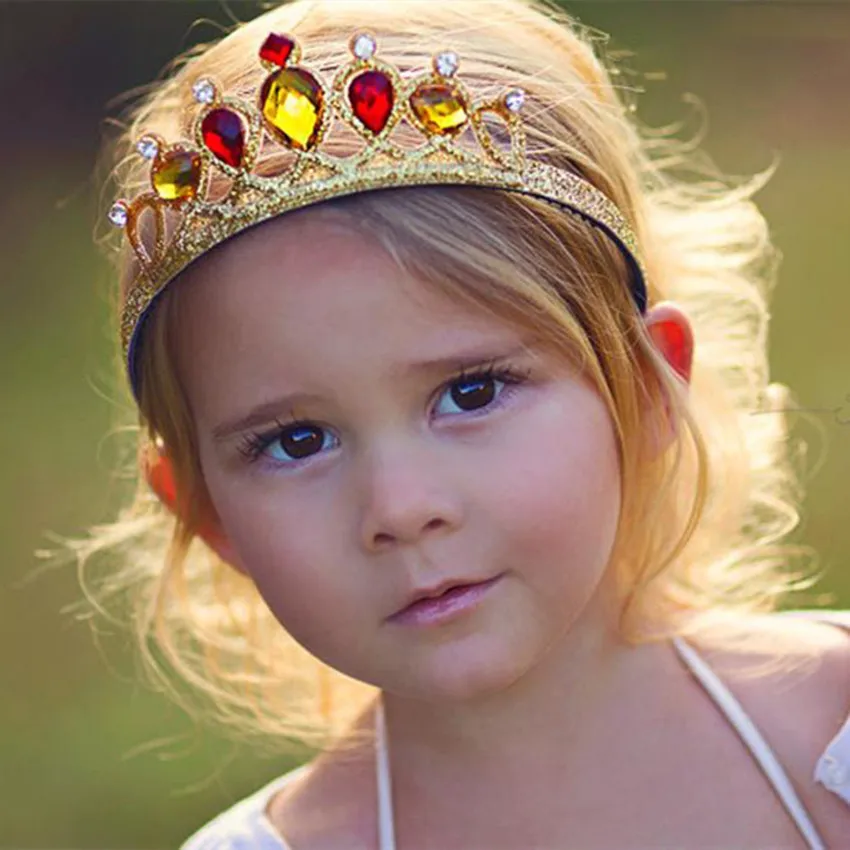 

Fashion Diamond Headdress for Girls Big Crown Colorful Gem Girl Toy Headdress European Castle Princess Crown Holiday Party Gift