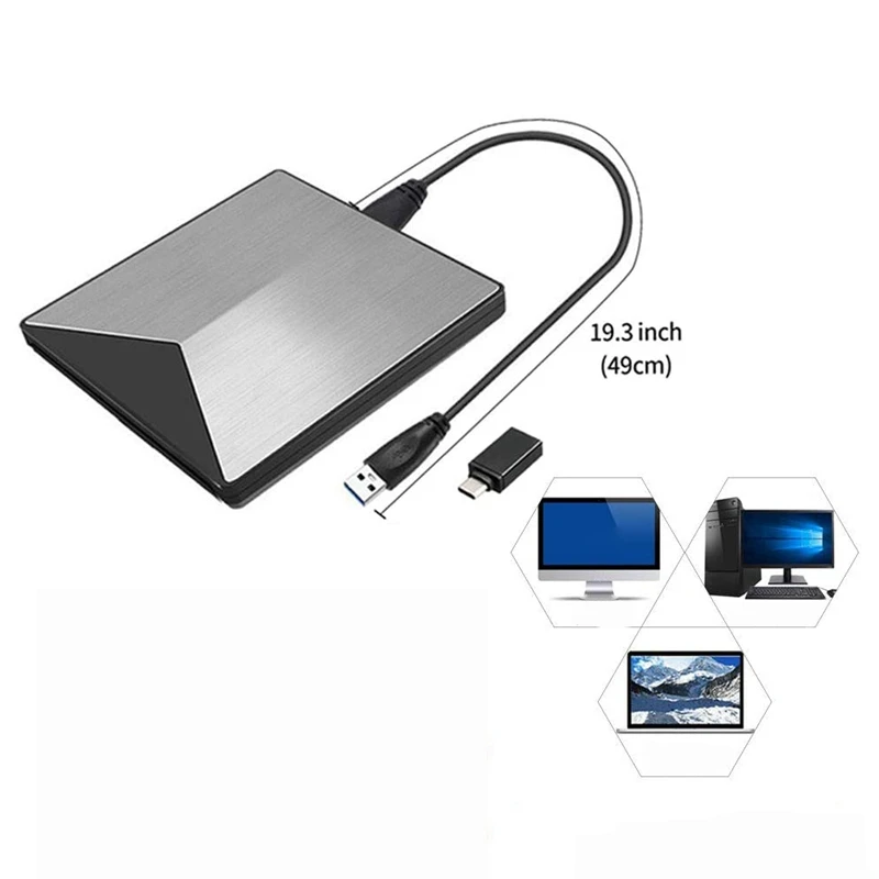

CD DVD Player External CD DVD Drive USB 3.0 Type C DVD Drive for Laptops Windows Linux