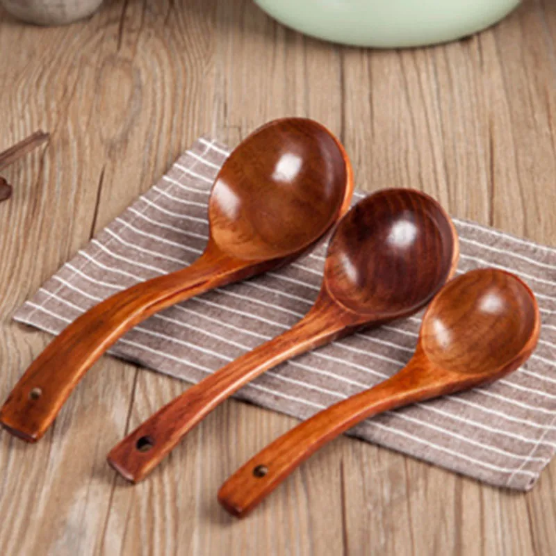 Большая деревянная суповая ложка с длинной ручкой натуральные суповые ложки