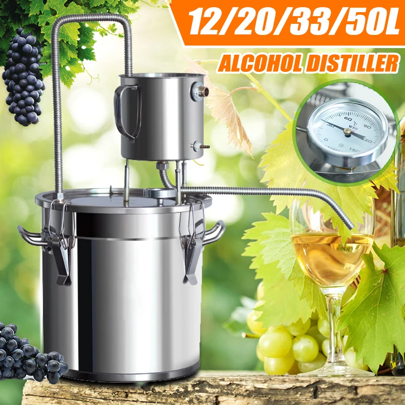 

12L/20L/33L/50L Distiller Alcohol Still Stainless Copper DIY Home Brew Water Wine Brandy Essential Oil Brewing Kit