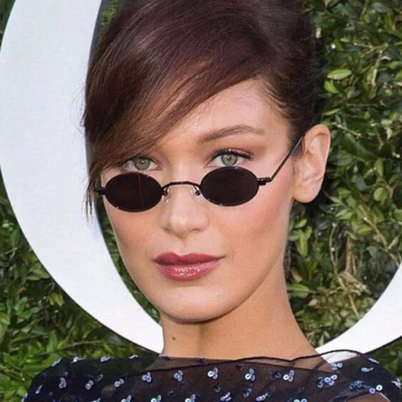 

Small Slim Oval Sunglasses Women Brand Designer Retro Pink Red Yellow Tint Clear Lens Sun Glasses Shades gafas de sol mujer