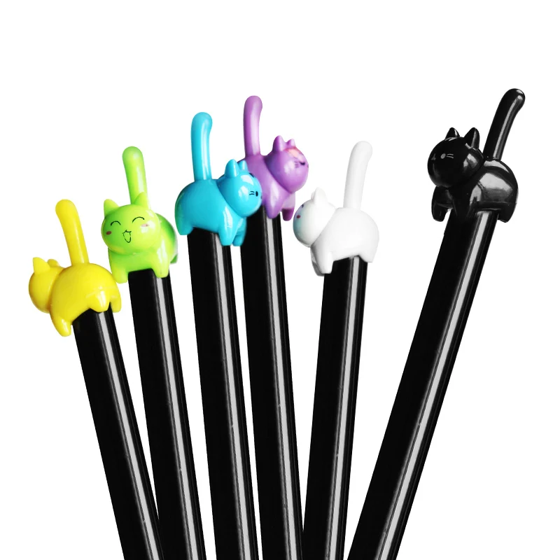 Выдвижная гелевая ручка с мультяшным котом 6 шт./лот милые канцелярские