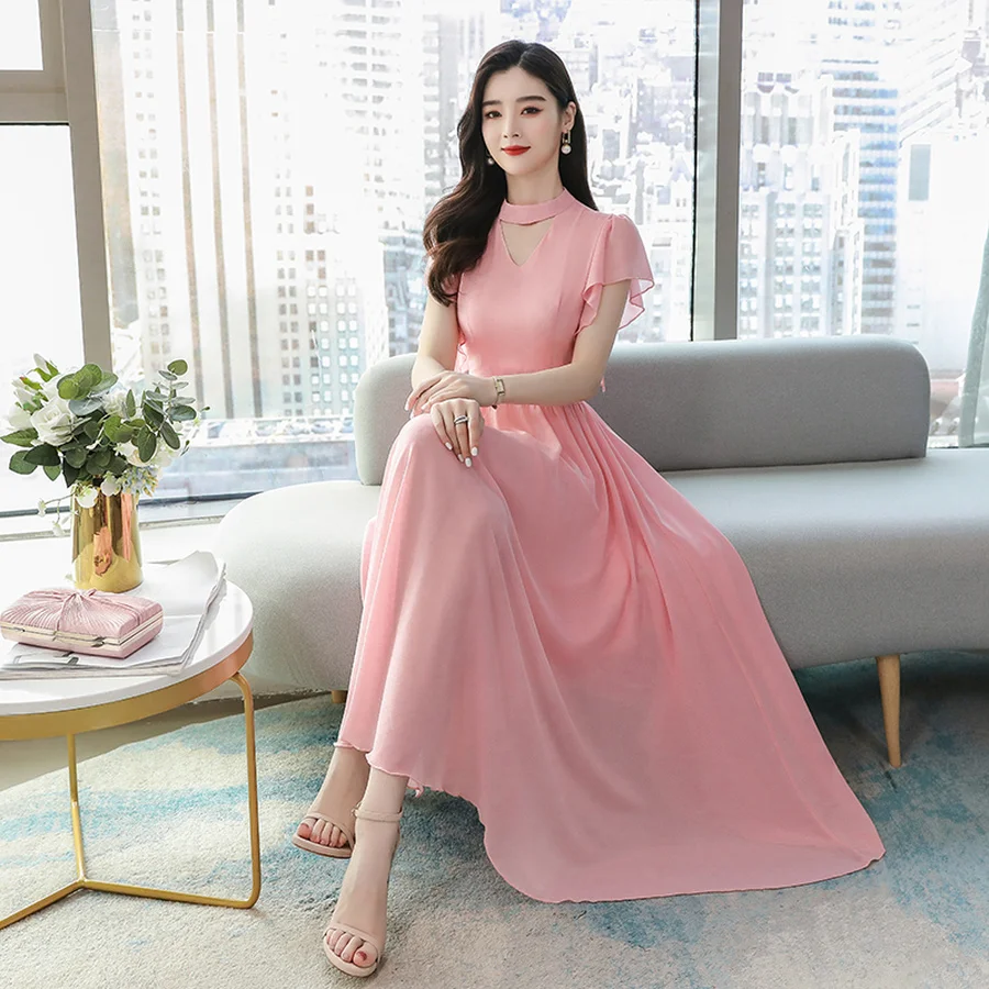 Весна-лето 2020 шифоновые платья миди для отпуска размера плюс винтажные модельные