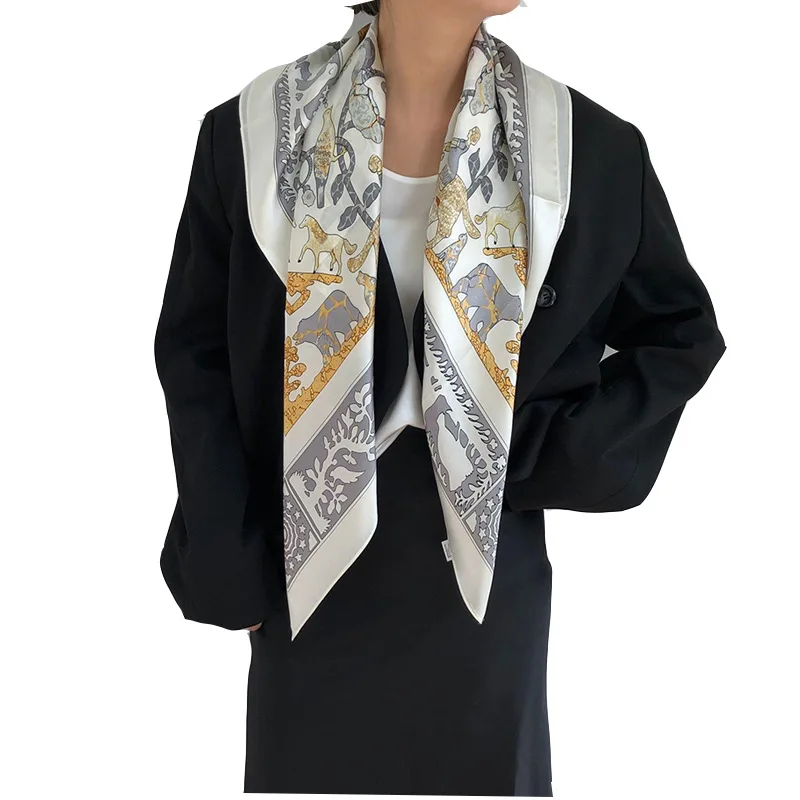 

Fashion 100% Real Silk Scarf 2021 Luxury Scarves Women Female Square Shawl High Quality Hijab Pashmina Foulard Poncho Bandana