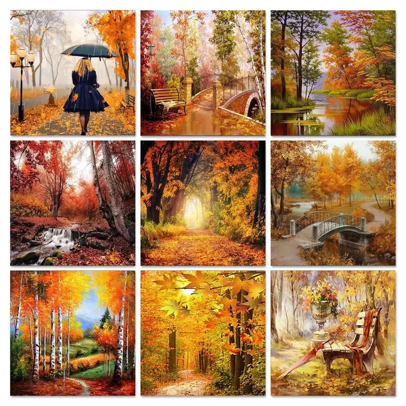 

Gatyztory 5D Diamond Painting Picture Rhinestones Landscape Diamond Embroidery Paintings Mosaic Autumn Art Home Decor