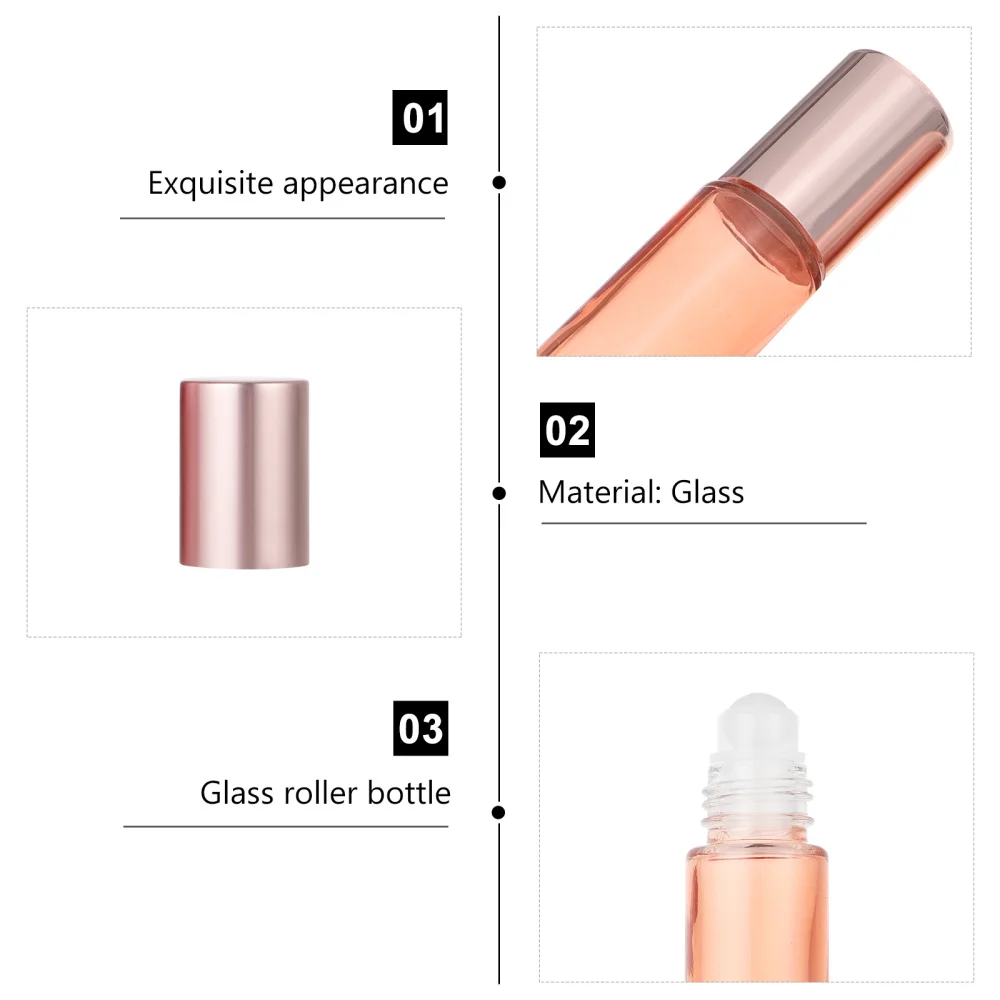 

6Pcs 10ml Essential Oil Glass Roller Bottles Perfume Dispenser for Home Travel