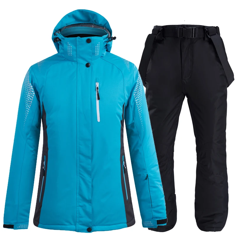 

30 kinds of pure blue snow clothes for men and women winter ski suit waterproof suit ski coat + snow pants