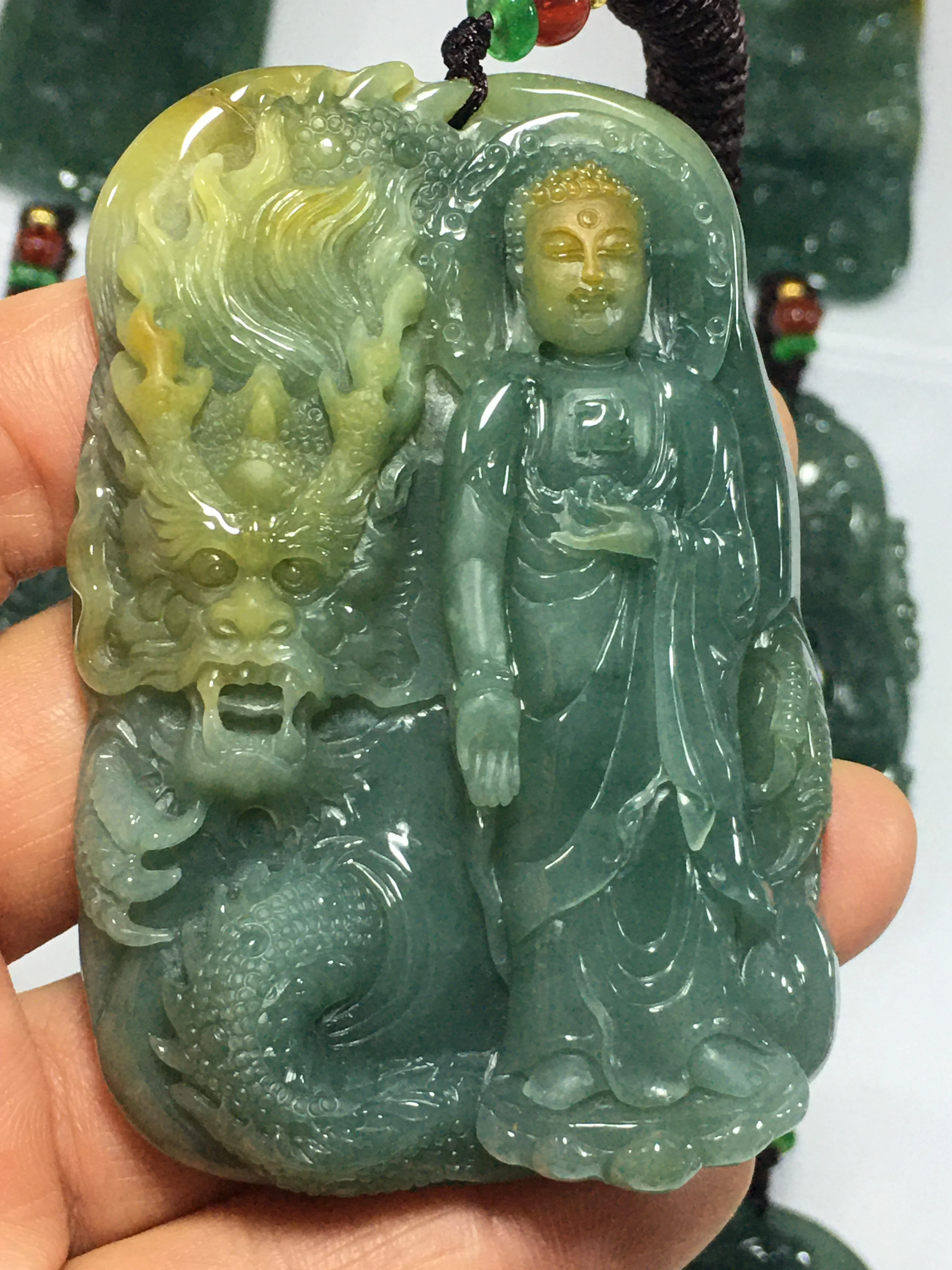 

Natural Myanmar jade 7A HandCarved dragon Buddha guan yin jadeite green jade pendant jade necklace pendants jewelry necklaces