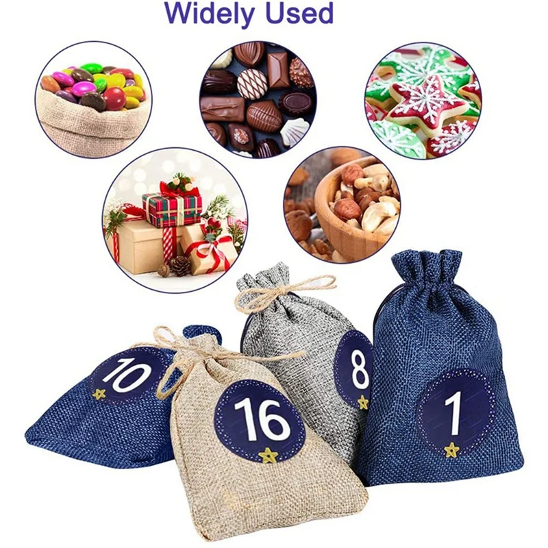 

PPYY-Xmas Advent Calendar 2020,DIY Advent Calendar,Christmas Gift Bags with 24 Numbers Stickers,for Christmas Decorations