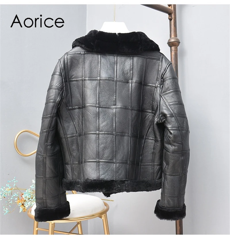 Aorice TX307704 женские зимние базовая мотоцикл натуральном овечьем меху куртка, пальто, женская Свободная натуральная меховая шуба, верхняя одежда
