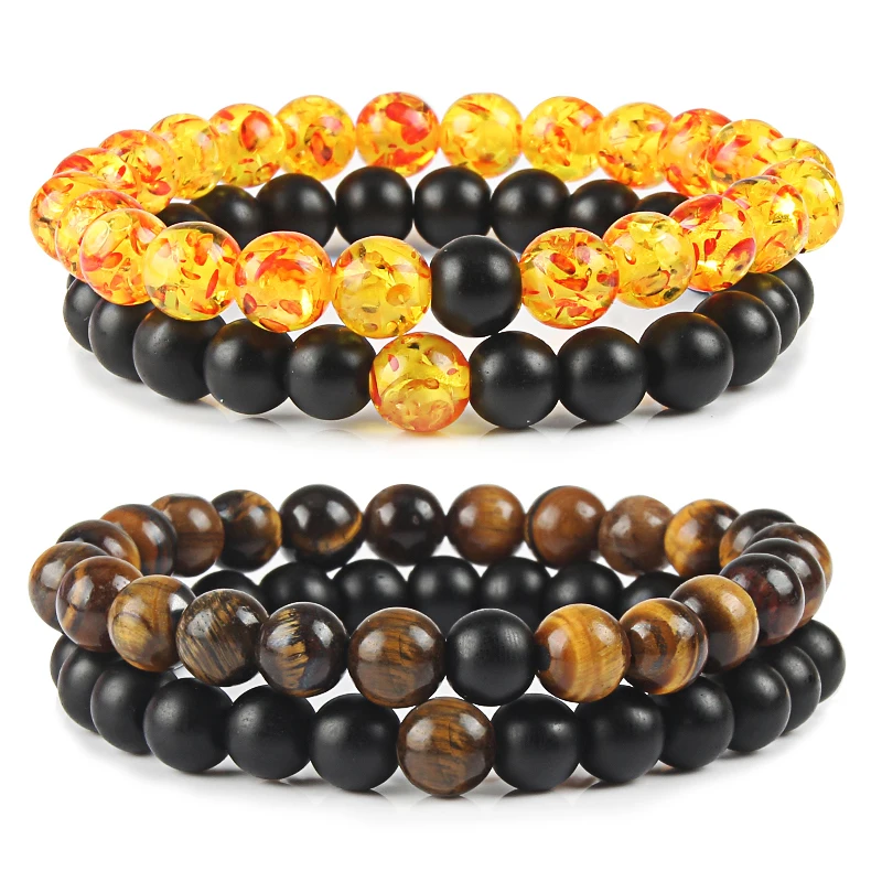 Парные браслеты 2 шт./компл. браслет из камня тигровый глаз классические