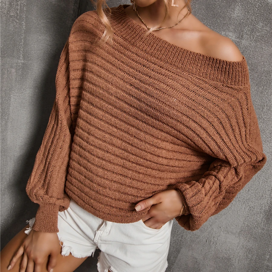 

2021 European and American Autumn and Winter Orange Pullover Sweater Solid Color Round Neck Knit Temperament Commuter Shirt Knit