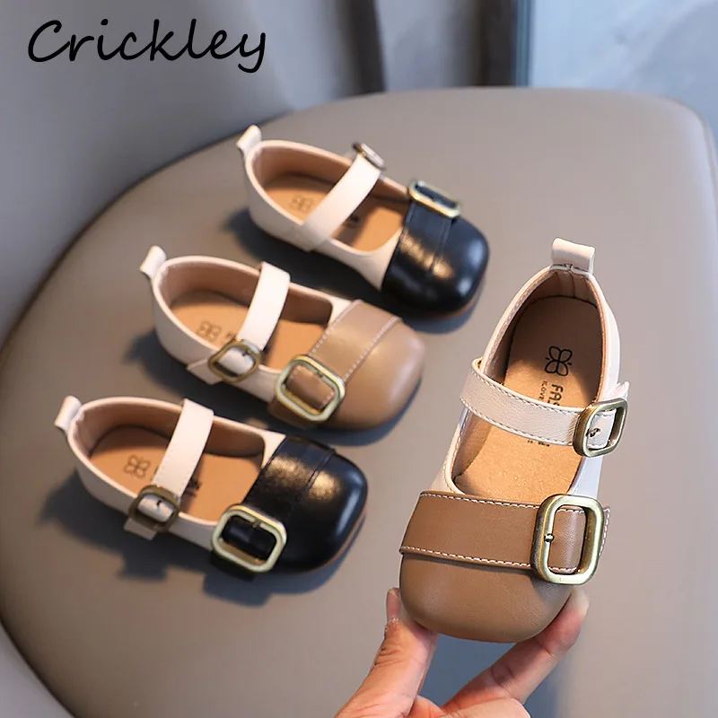 

Мокасины детские на плоской подошве, туфли из искусственной кожи, с пряжкой, лоскутные, Нескользящие, для вечеринки принцессы, Мэри Джейн