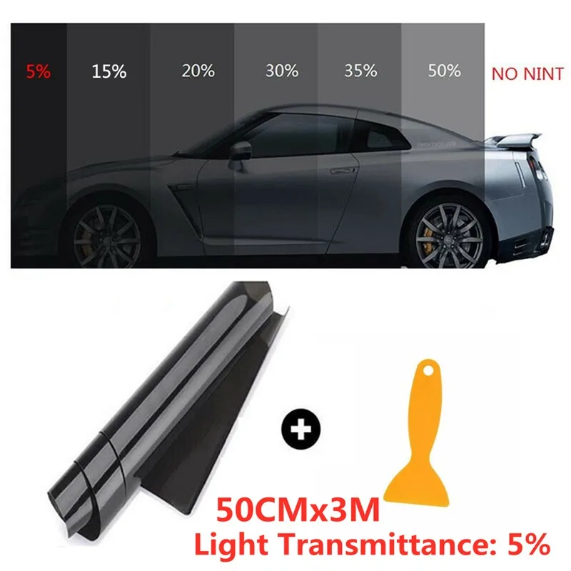 

1 Roll 50cm X 3m 5/15/20/35/50 Percent VLT Window Tint Film Glass Sticker Sun Shade Film for Car UV Protector foils Sticker Film
