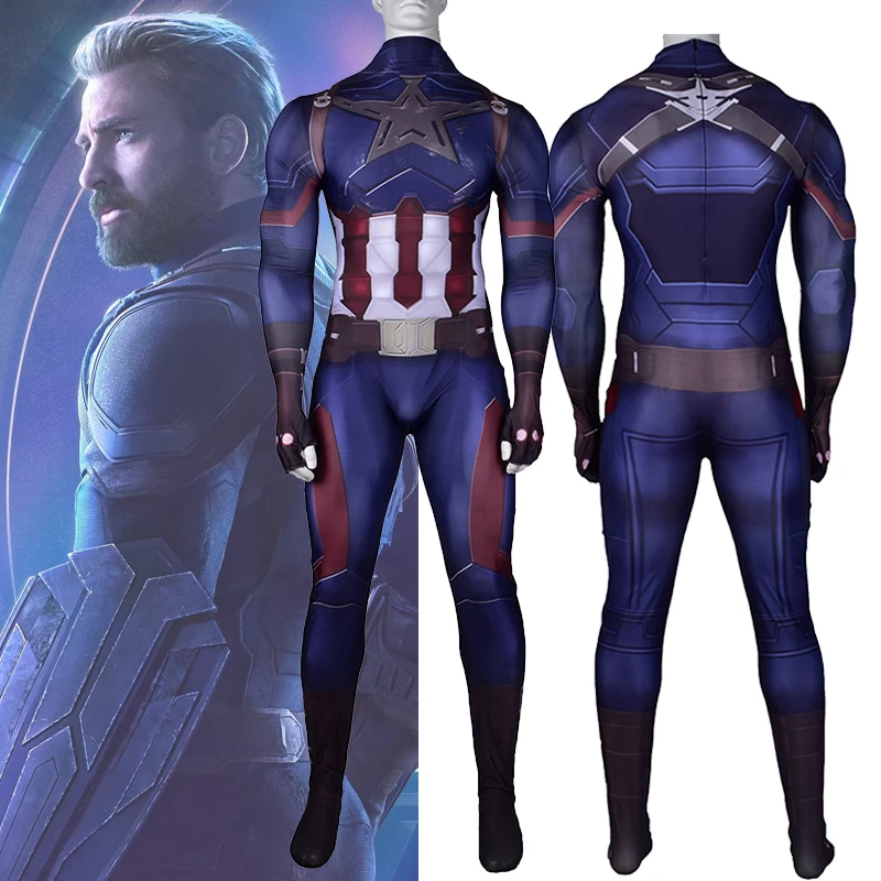 Костюм для косплея Капитана Америка боевой костюм Мужское боди цельнокроеные