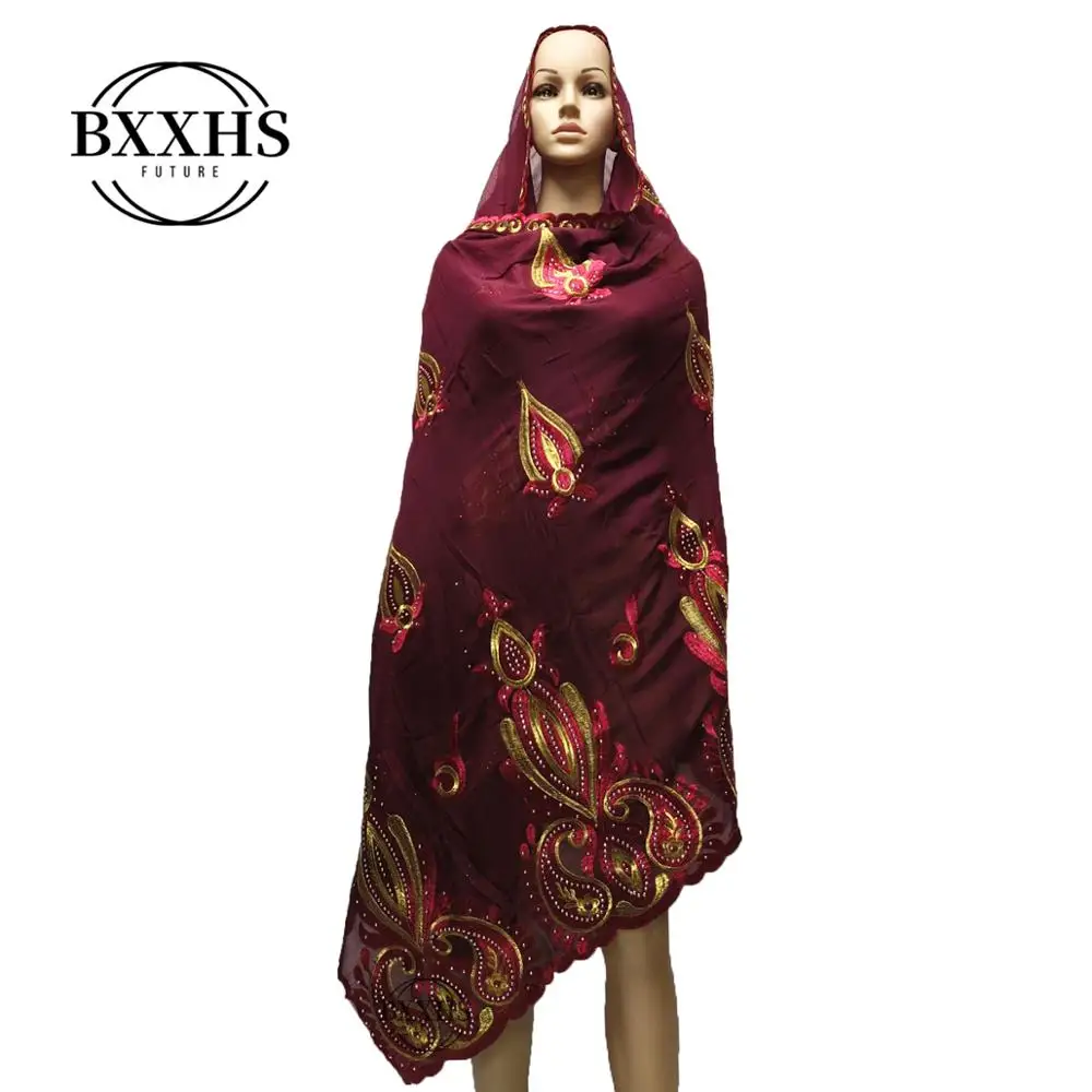 Африканская Женская шаль мусульманская вышивка хлопок шарф хиджаб