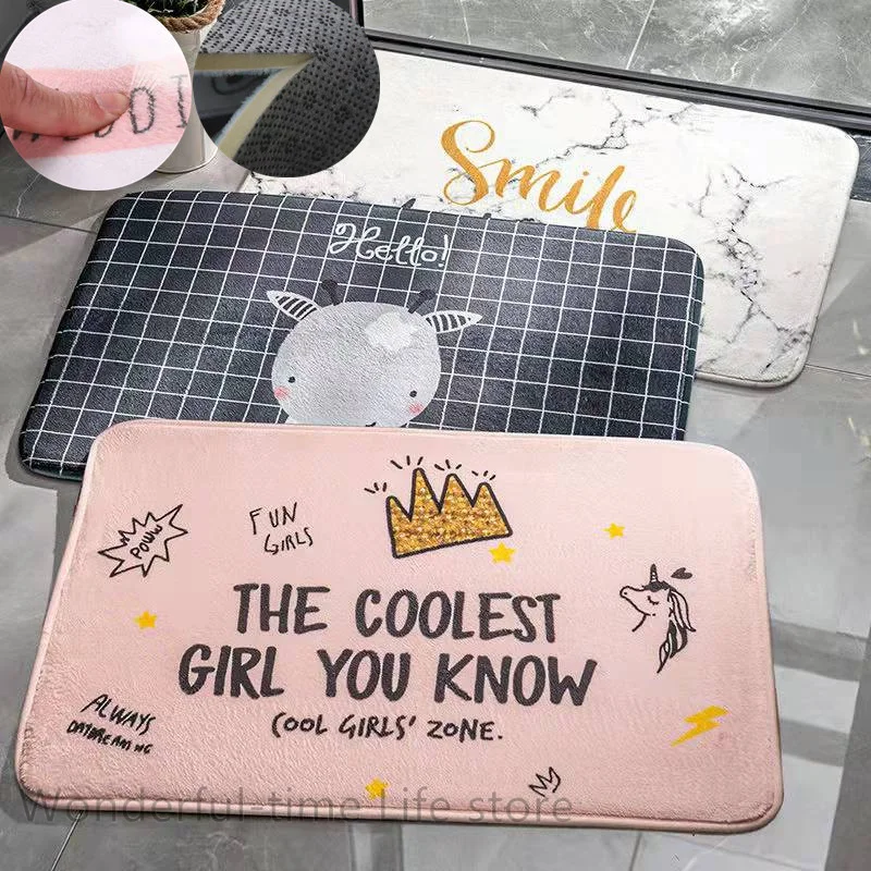 

Cartoon Simple Nordic Style Kitchen Mat Floor Carpet Household Carpet Long Strip Door Mat Modern Home Decor Absorbent Foot Mat