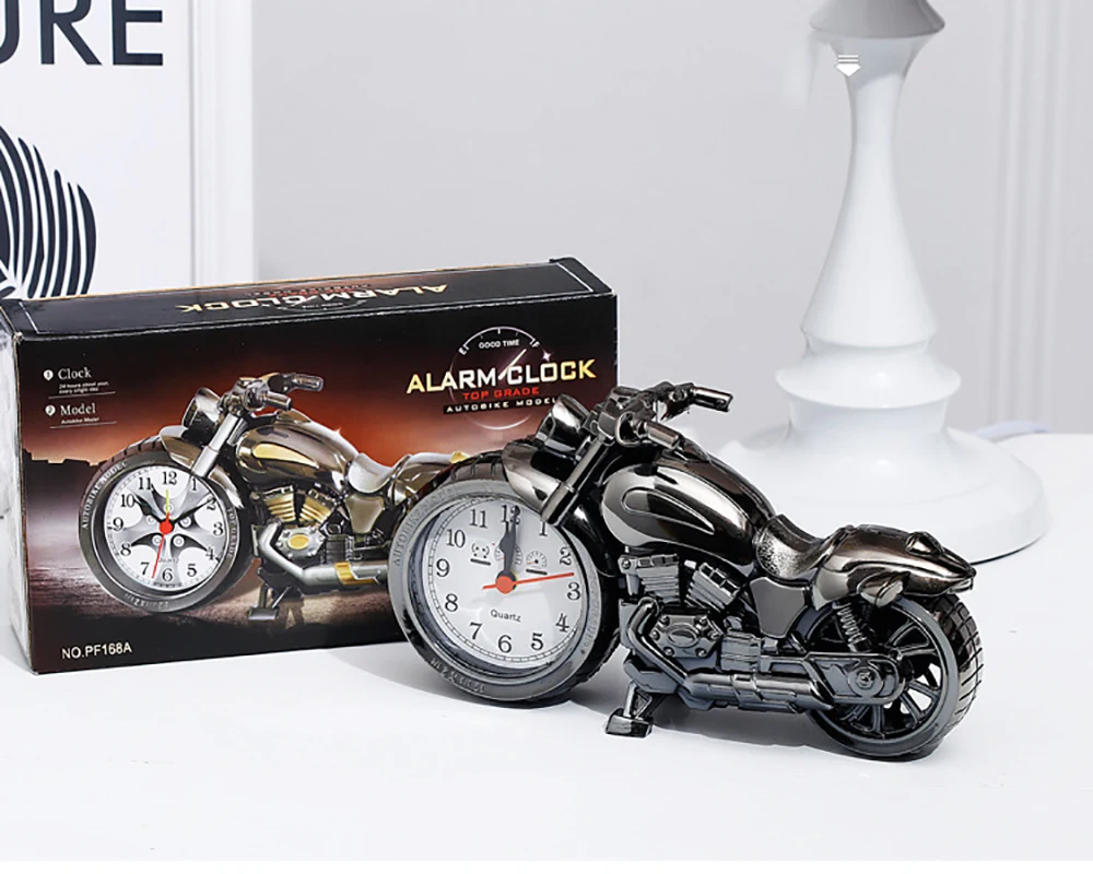 

Metal Clock Mini Creative Motorcycle Alarm Solid Color Simple Style Alarms Clock for Home Office Decor Creative personality