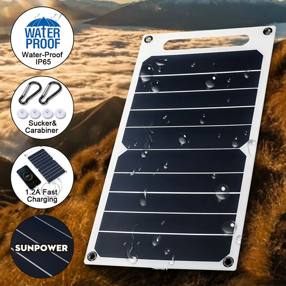 6W 5V USB Port Solar Panel Portable Sunpower Cells Semi-flexible Board Mobile Phone Photovoltaic Charging Power Bank | Обустройство