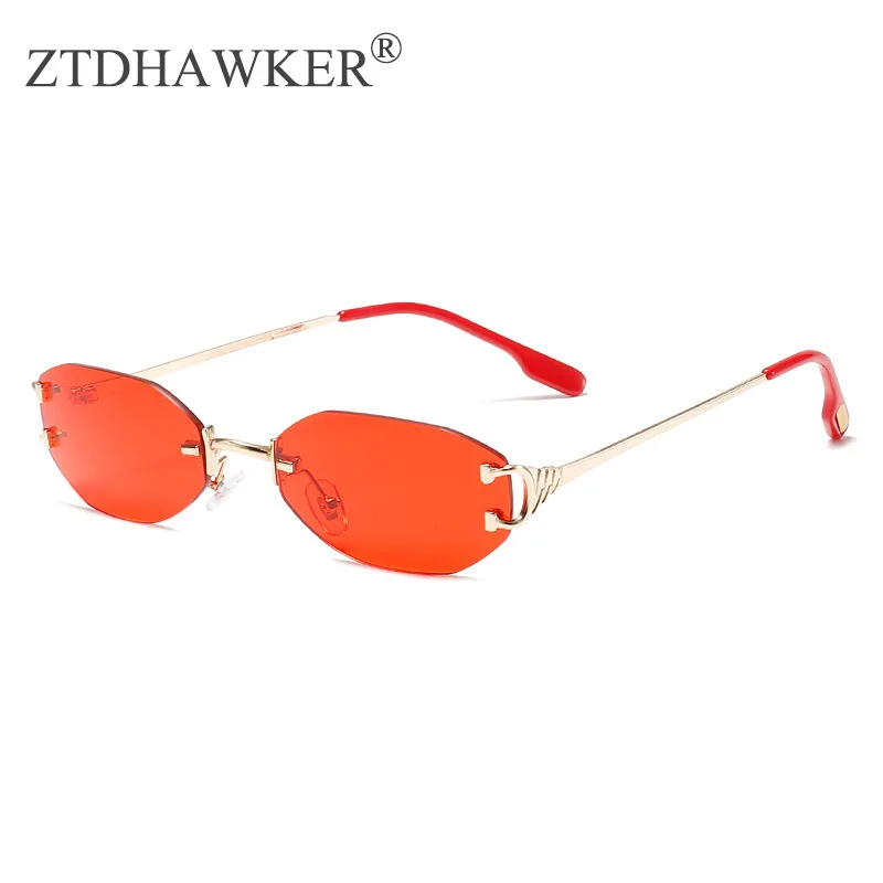 

2021 New Polygon Frameless Trimming Sunglasses Women's Fashion Street Shot Personalized Sexy Temperament Glasses UV400